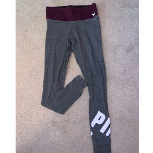 ❌SOLD❌ Pink Yoga Grey Leggings with Maroon Band